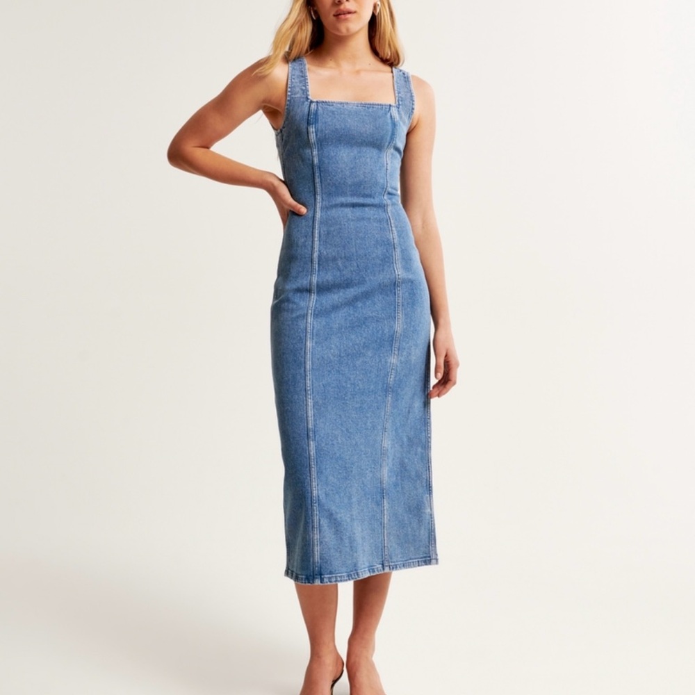 Denim Midi Column Dress
